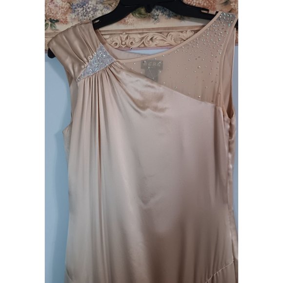 BCBG Paris 2 Silk Maxi Beige Embellished Dance Event New Years Classic Dress - Picture 2 of 6